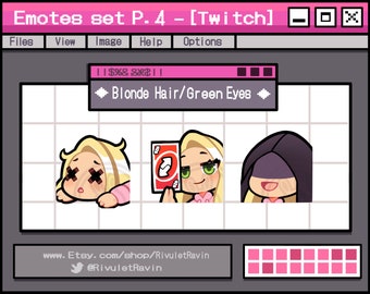 Blonde Hair Green Eyes Emote Set - P.4