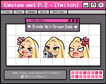 Blonde Hair Green Eyes Emote Set - P.2