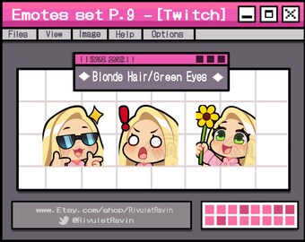 Blonde Hair Green Eyes Emote Set - P.9