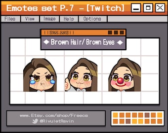 Brown Hair Brown Eyes Emote Set - P.7