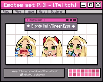 Blonde Hair Green Eyes Emote Set - P.3