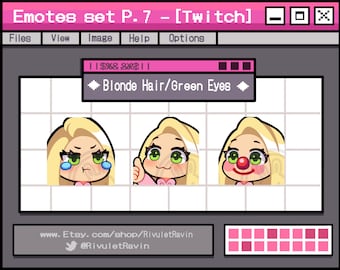 Blonde Hair Green Eyes Emote Set - P.7