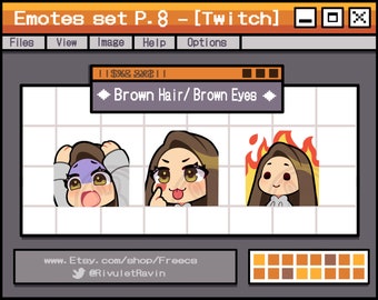 Brown Hair Brown Eyes Emote Set - P.8