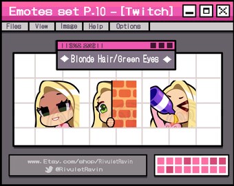 Blonde Hair Green Eyes Emote Set - P.10