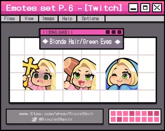 Blonde Hair Green Eyes Emote Set - P.6