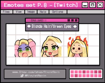 Blonde Hair Green Eyes Emote Set - P.8