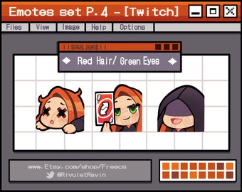 Red Hair Green Eyes Emote Set - P.4