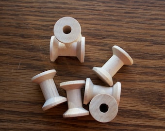 Carretes de madera vintage sin terminar: 7 piezas