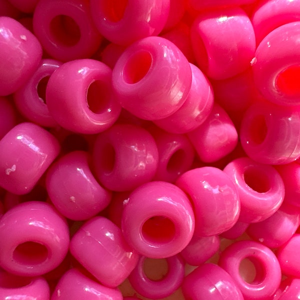 Pink Pony Beads 100 Pieces 100pcs Pink 9x6mm Pony Beads For Kids Hair, Jewelry Making & Party Fun - Plastic Craft Beads Pony/E-Beads Spacer Beads & Stoppers - Foto 4