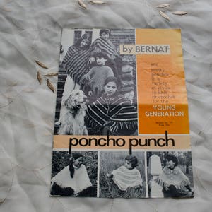 Six Pretty Ponchos Knit & Crochet Patterns, 1970&#39;s, Bernat Booklet 171