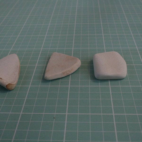 White Tumbled Beach Pottery, Pieces of Broken China, Sea Pottery