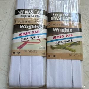 Bias Tape Single Fold White Sewing Trim Jumbo Pack Bias Tape 16 yards