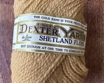 8 Skeins Wheat Straw Dexter Yarn Shetland Floss All Wool Vintage  2 ply Sock Yarn