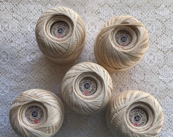 30 Weight Variegated Ecru Crochet Thread  Number 30 Color 36 Ecru 5 Spools