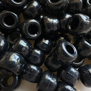 Black Pony Beads  Hair Dreadlock Beads  Craft Supplies for Kids  Large Hole Black Beads