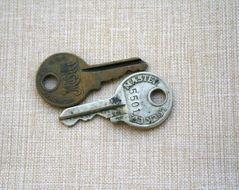 Old Master Lock Ornate Embossed Brass Keys, Art Supplies