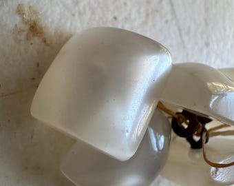 Creamy White  Square Plastic with Dome Top Metal Shank Sewing Buttons Lot of 5