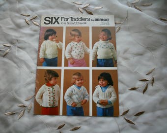 Six For Toddlers Bernat Knitting Booklet Book 252, Knit Sizes 1,2,3,and 4 (1974)