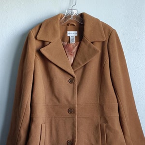Jaclyn Smith Wool Blend Coat: Ladies Brown Overcoat, Size Large