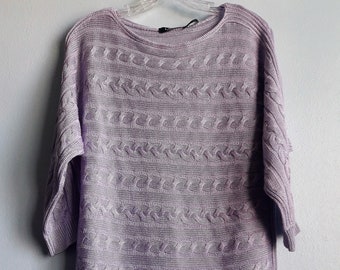 Lauren Ralph Lauren Boat Neck Sweater Lavendar Knit Pullover Three Quarter Sleeves Women;s Top, US S