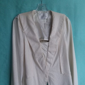 Veste Blazer Légère Femme Koko & Palenki, Soft Bone White Faux Leather Shawl Collar Top Long Front, Taille L