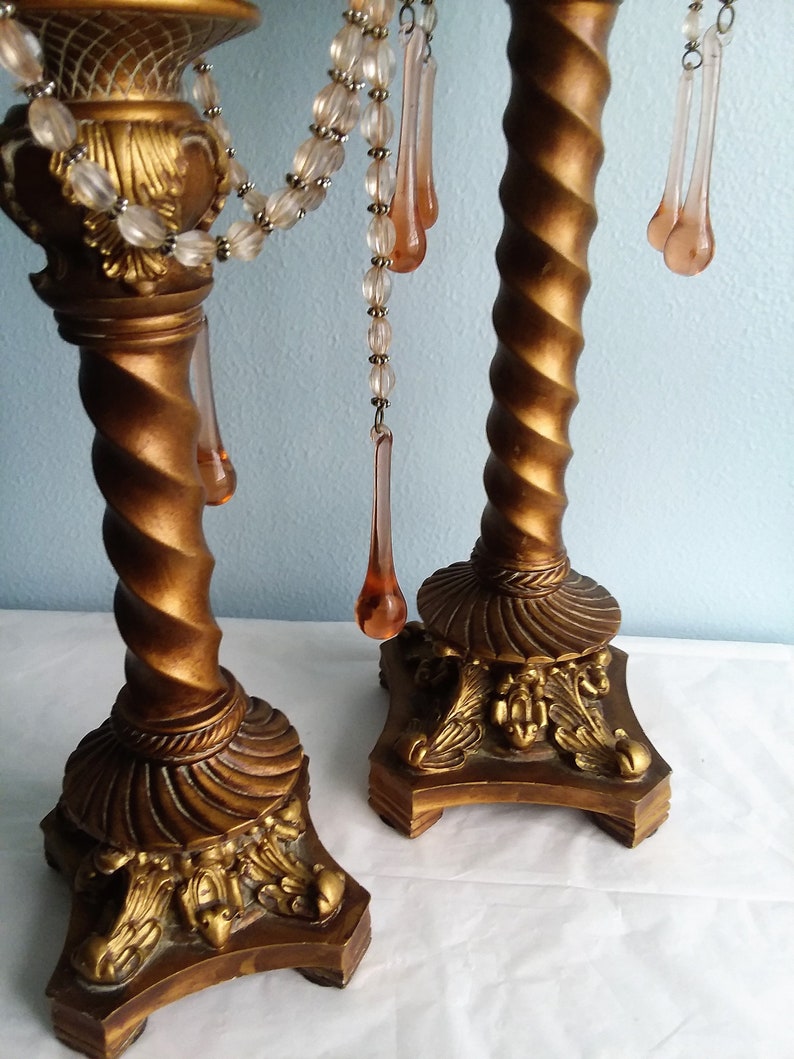Two Vintage Mark Roberts Pillar Candle Holders Gold Bronze Etsy