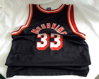 Alonzo Mourning No. 33 NBA Champion Miami Heat Basketball Game Jersey Shirt Youth L (14-16) Vintage 1990s Black,  RESERVE For Michael