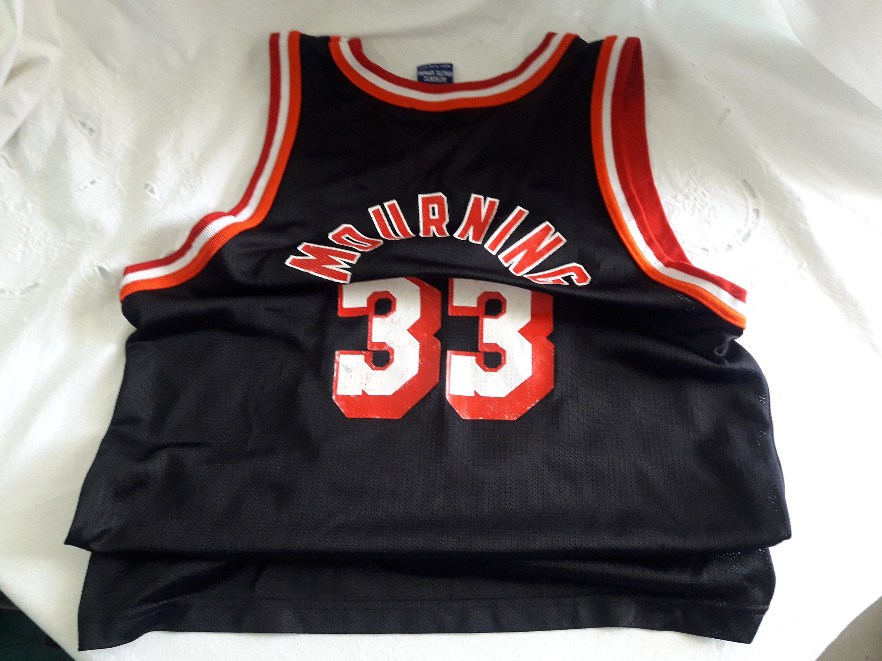 Vintage Champion Miami Heat #1 Blank No Name Black Basketball Jersey 44  Large A7