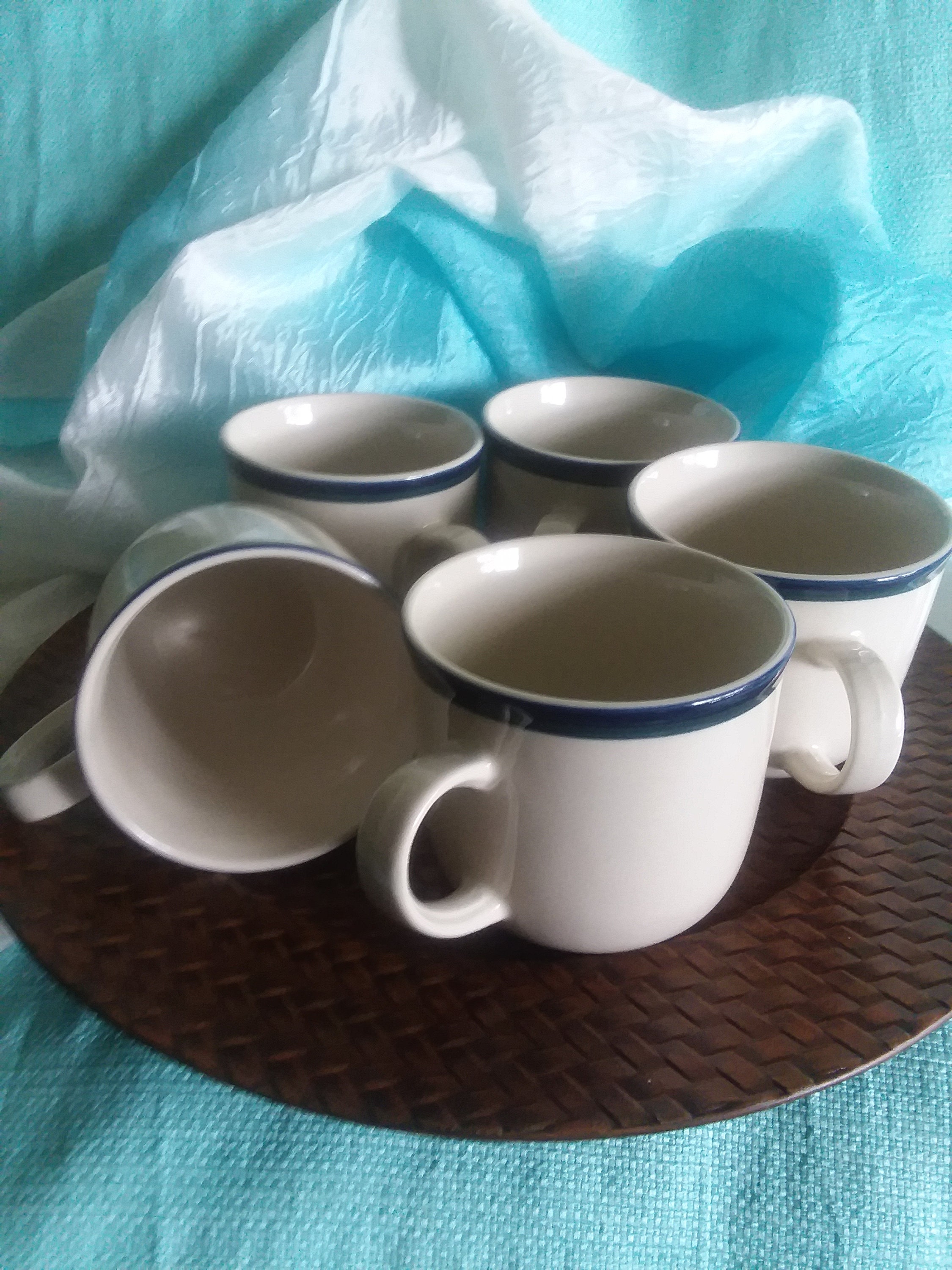 Kitchen Basics Stoneware Cups by TienshanOff White Base with Etsy