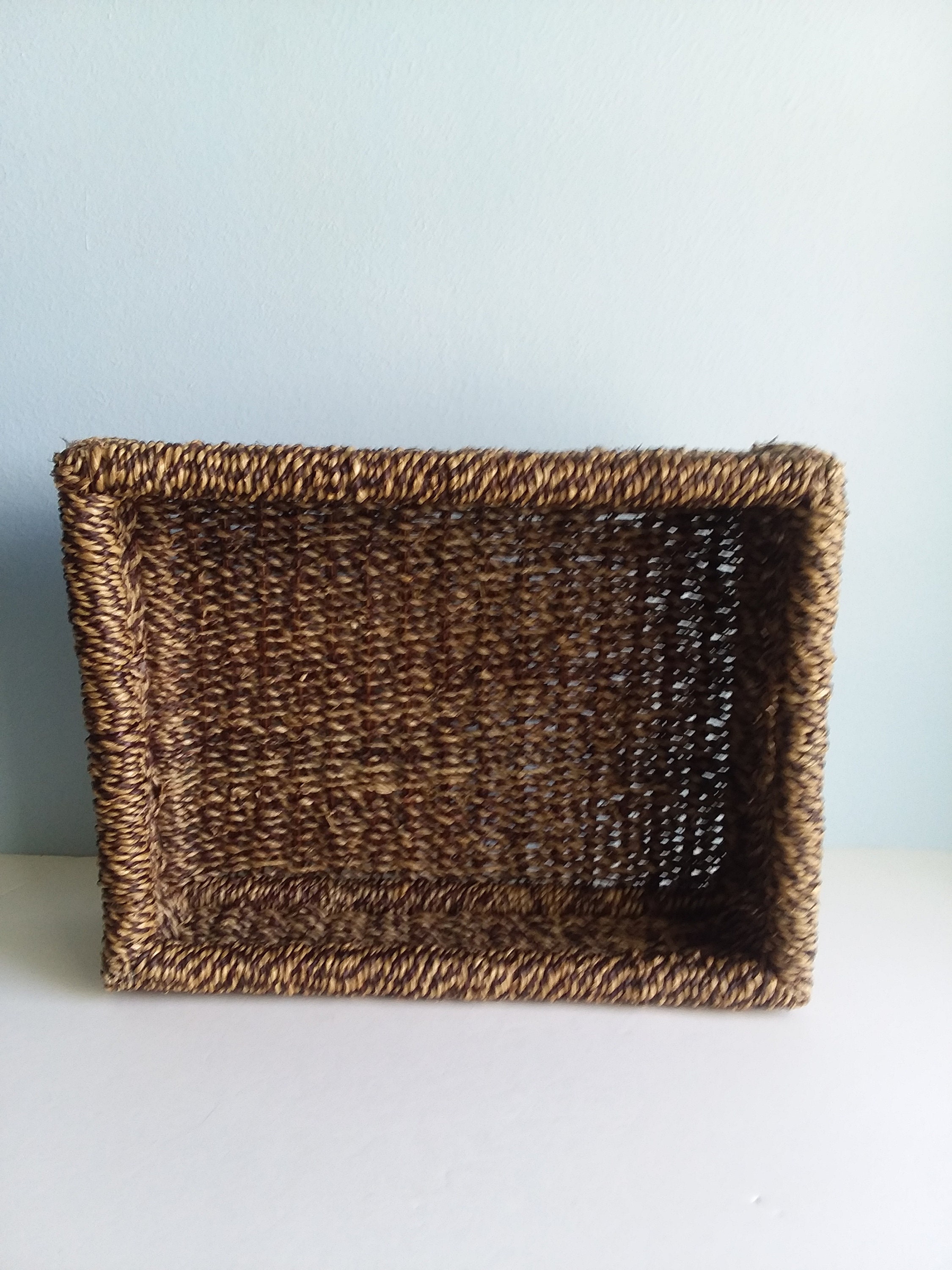 Rectangle Handled Woven Utility Basket Dark Brown Storage Etsy