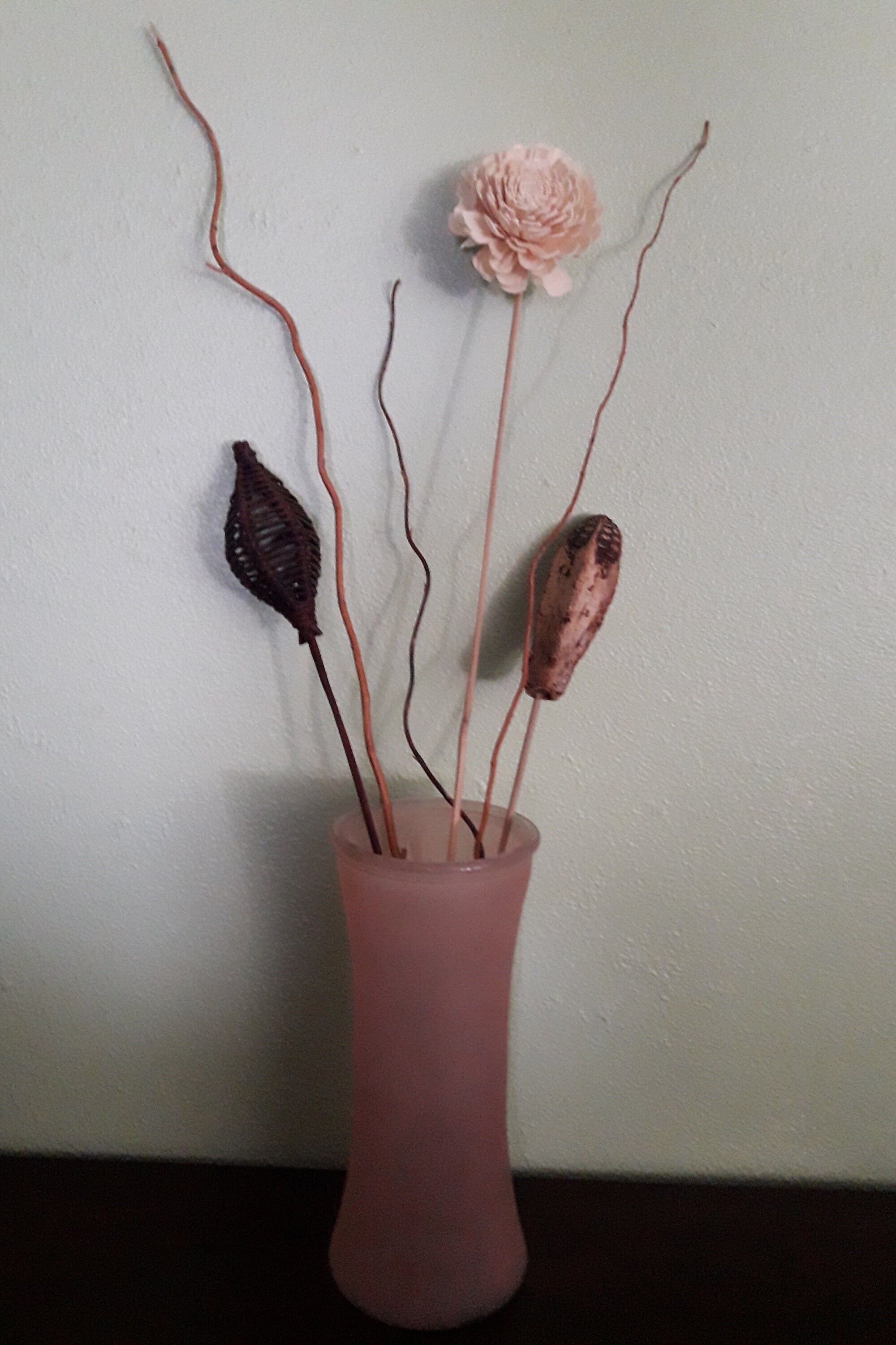 Frosted Pink Glass Flower Holder Vase Decorative Accent Home Etsy