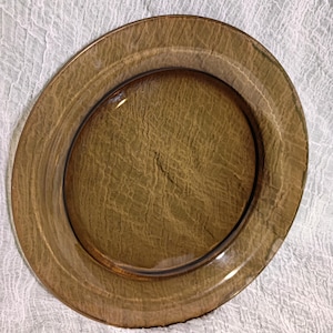 Vintage jaren 1970 Vereco glas lunch salade snack bord gerookt amber glaswerk servies verzamelobject woondecoratie servies