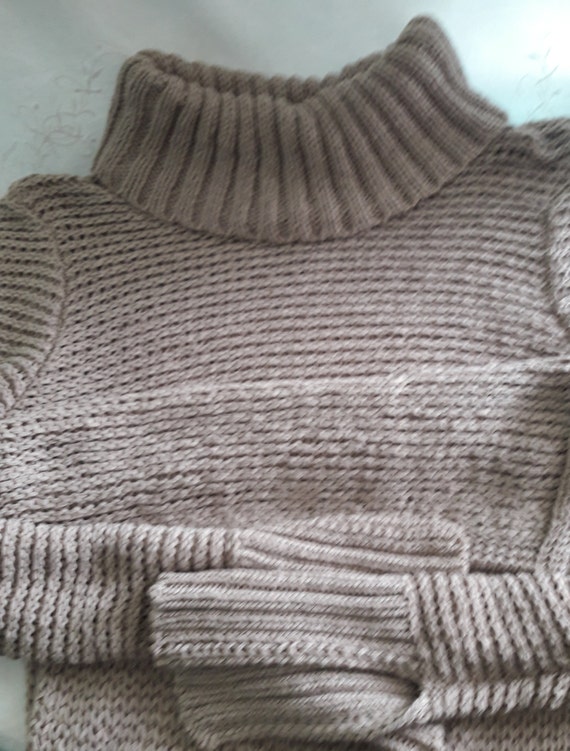 Vintage Tan Women’s Pullover Open Knit Sweater Tu… - image 9