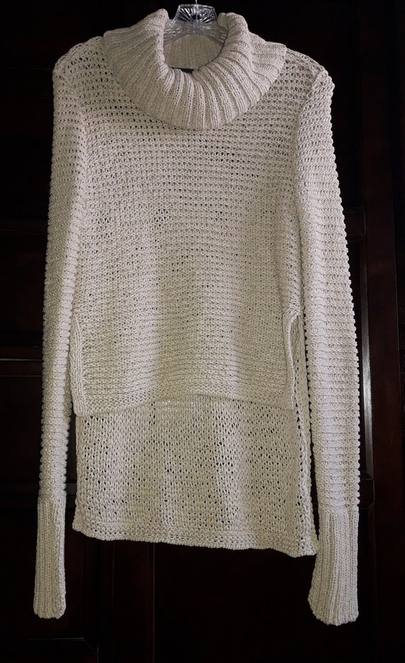 Vintage Tan Women’s Pullover Open Knit Sweater Tu… - image 1