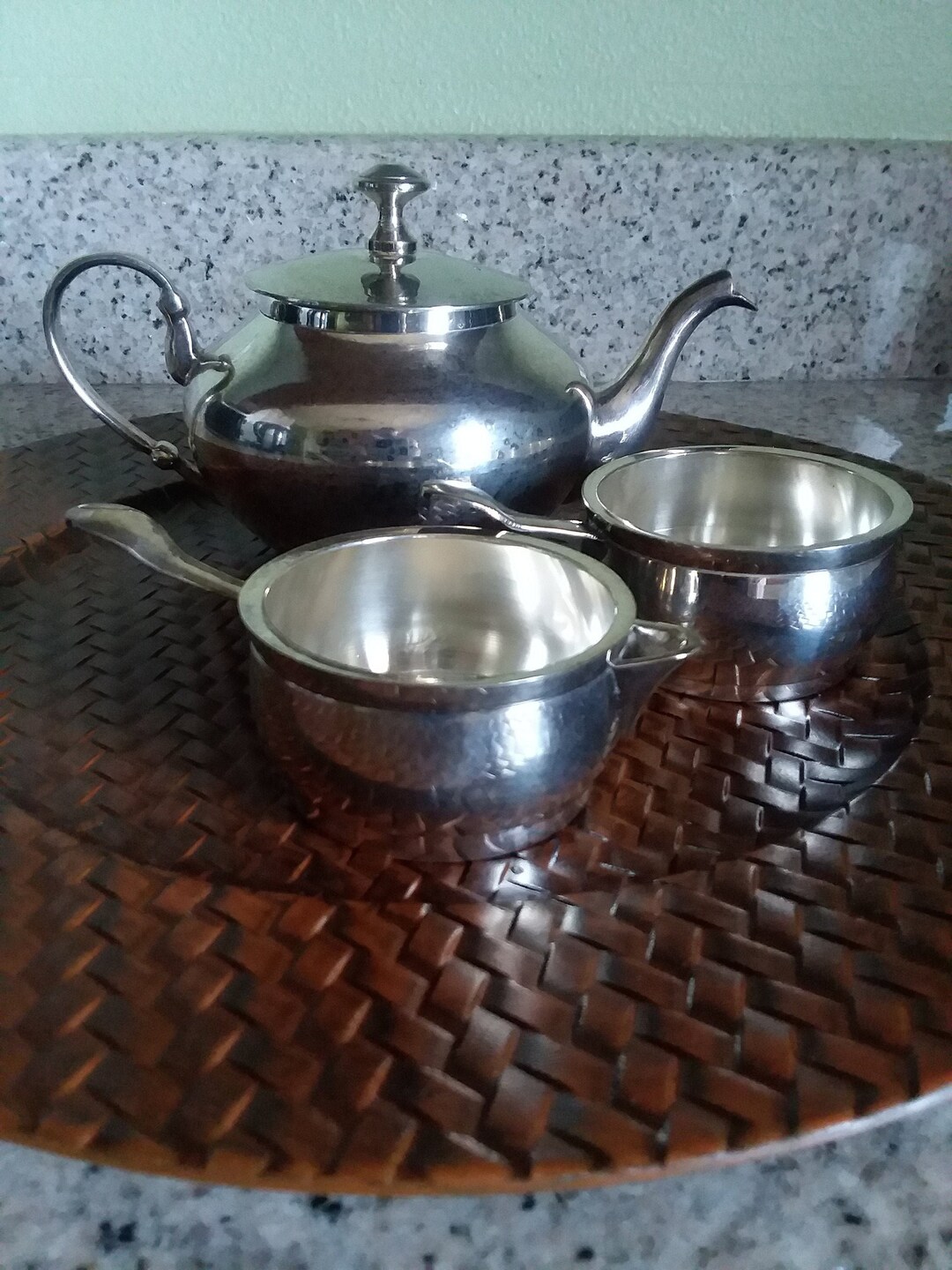 Vintage Stacking Teapot Serving Set, Creamer/milk Pitcher and Sugar