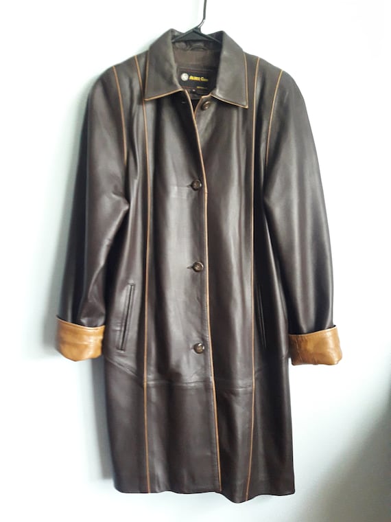 ジャケット・アウター vintage leather jacket long coat Men's Trench Coat Genuine Leather Long Jacket Vintage