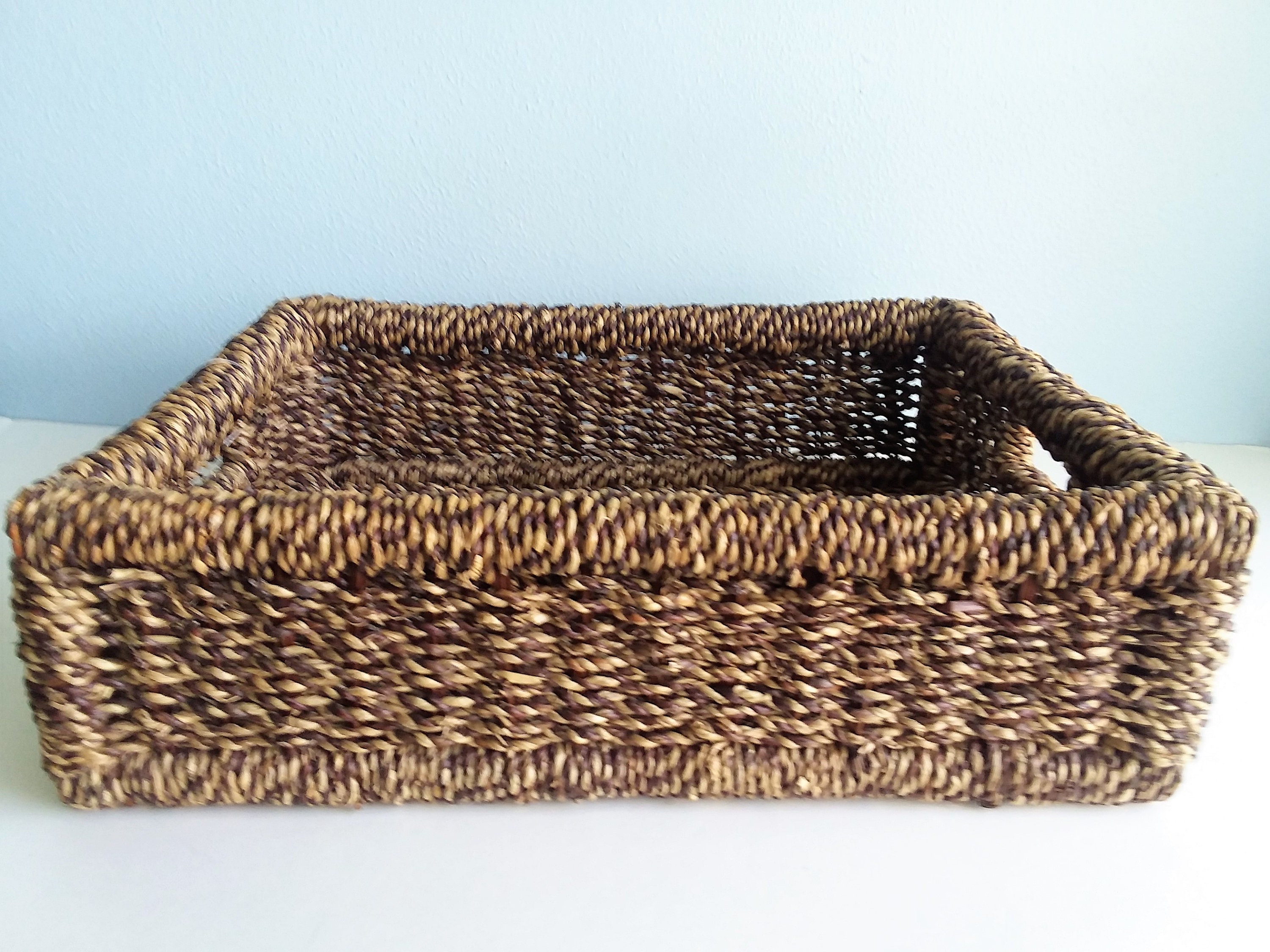 Rectangle Handled Woven Utility Basket Dark Brown Storage Etsy