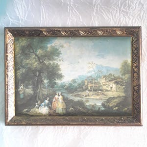 Giuseppe Zais Landscape With A Group of Figures, Framed & Padded Fabric Print,  Decorative Home Decor Wall Art Gift Item - Ornate Frame