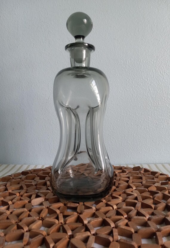 HOLME GAARD ブルーとクリアーのガラスのヴィンテージデキャンタ4つ