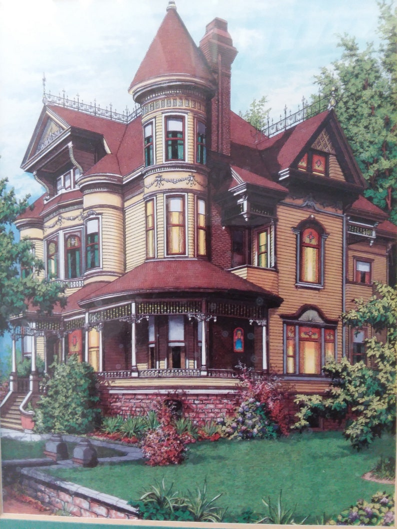 Art Print Queen Ann Victorian House by Lawrence R Mckee | Etsy