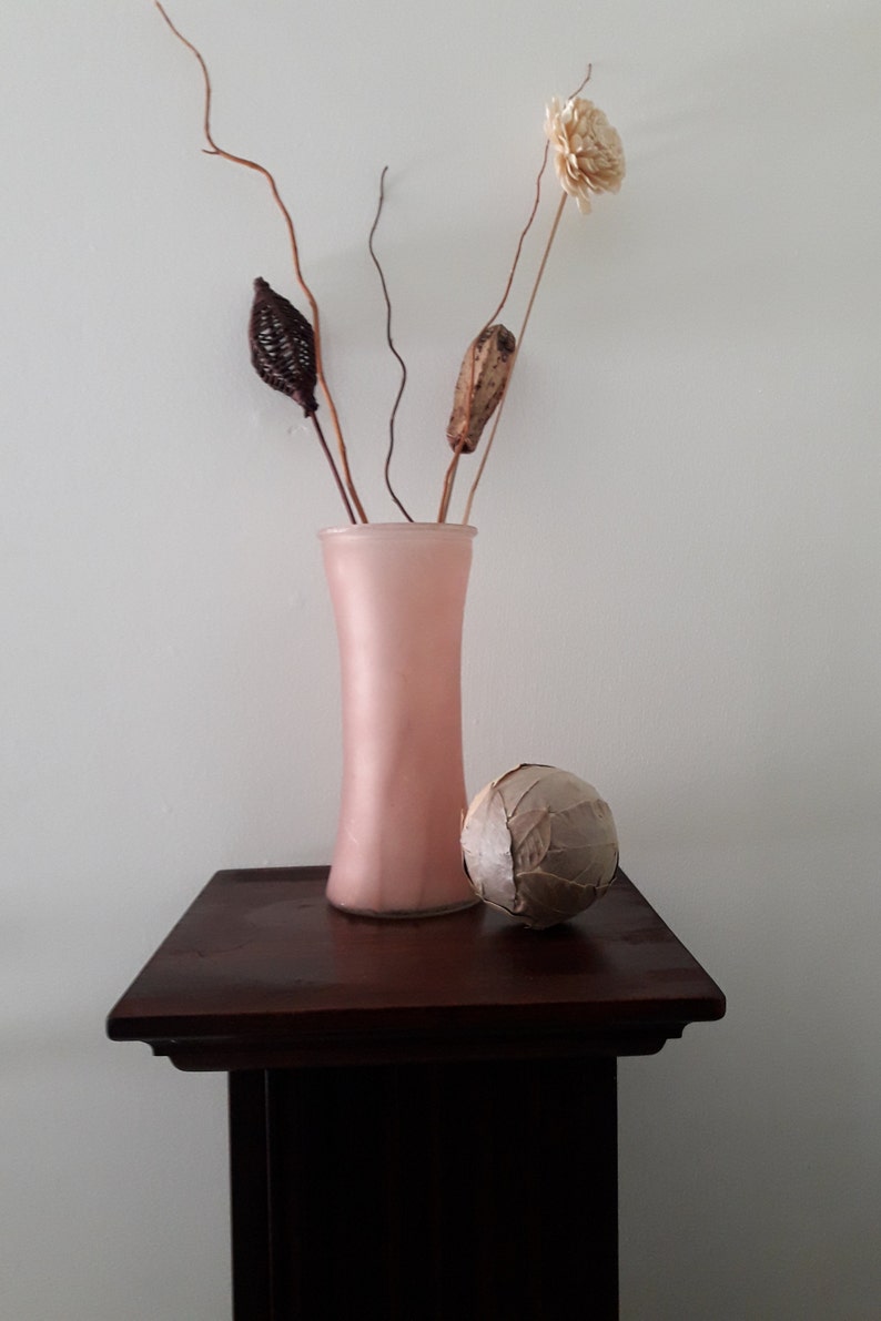 Frosted Pink Glass Flower Holder Vase Decorative Accent Home Etsy