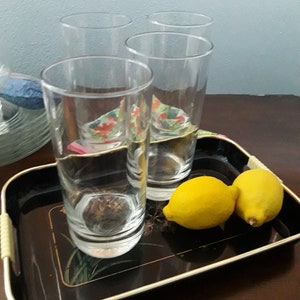 Vintage Set of 2 Clear Highball Drinking Glasses, Beer Glasses, Juice Glasses, Transparent Water Tumblers Round Drinkware Barware Gift Set
