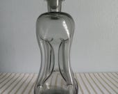 Holmegaard Mouth-blown Glass Decanter Carafe, Pinched Design, Kluk Kluk Bottle w/ Glass Stopper, Danish Art Glass, Jacob Bang Design Vintage