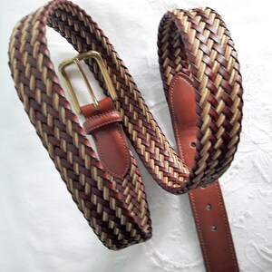 Brooks Brothers Woven Braided Belt, Beige Tan Brown, Size 38  display picture 1