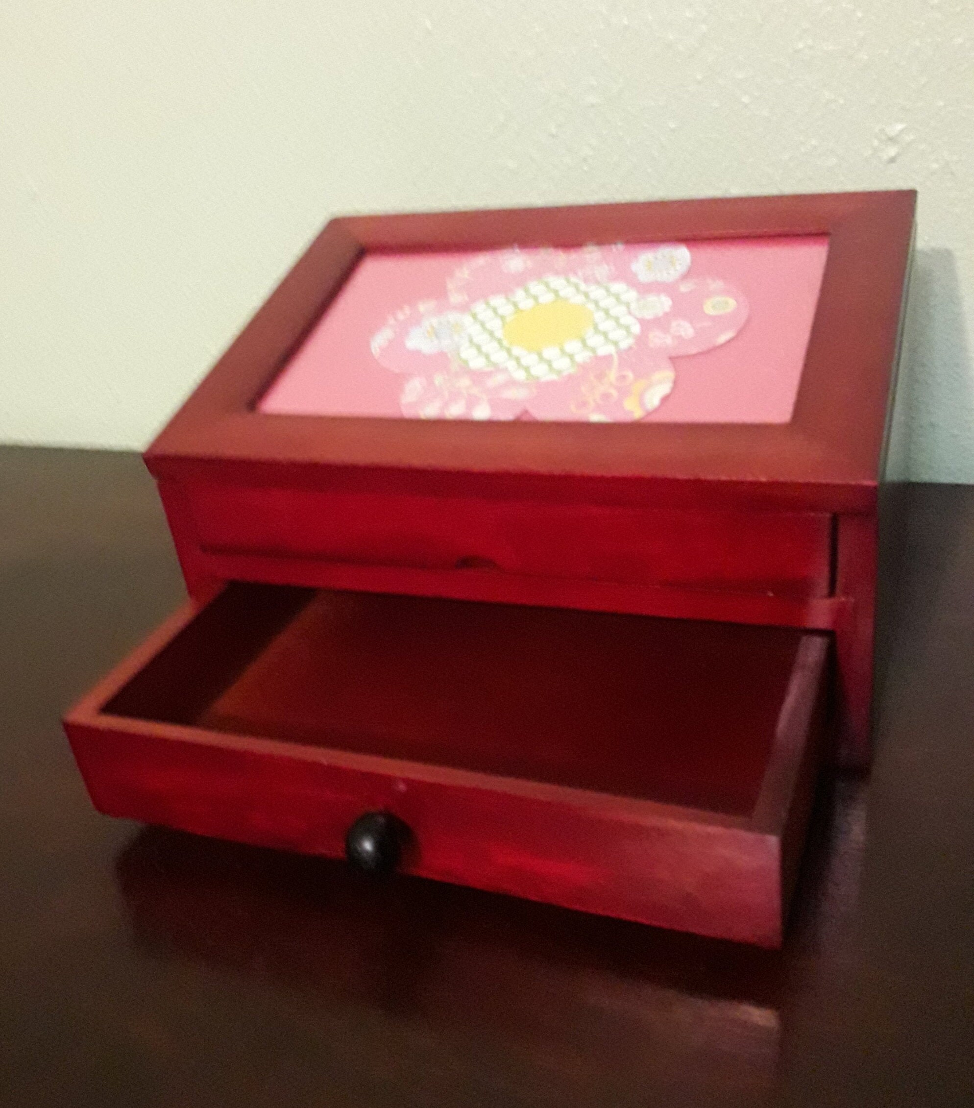Handcrafted Wooden Box Organizer with Top Photo Frame and Etsy