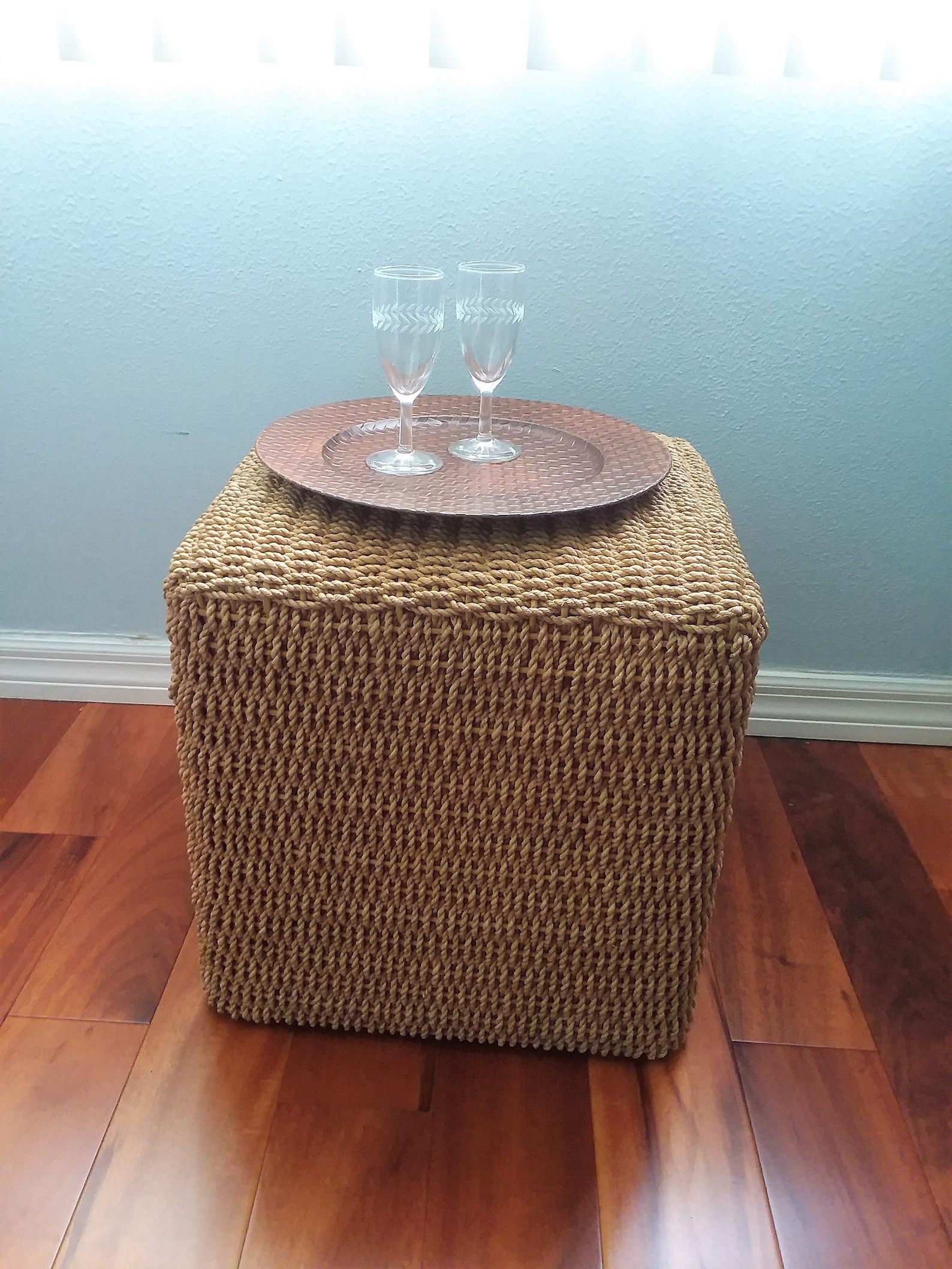 Rattan Wicker Footstool Footrest Ottoman Boxy Square Accent Etsy