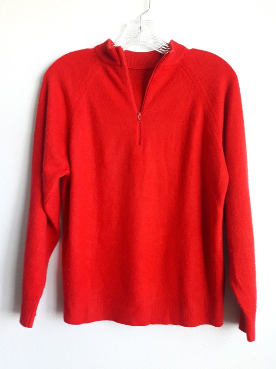 Lord Taylor Women s Red Pullover Shirt Sweater High Neck Long