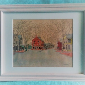 Framed Nantucket Watercolor Painting: Signed Limited Edition Street Scene