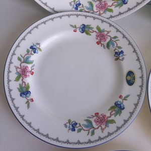 Pratos de porcelana fina Aynsley “PEMBROKE Blue” vintage 2, pratos de sobremesa/torta com motivo floral e acabamento azul, feitos na Inglaterra, presente de substituição 7&quot;