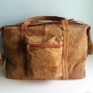 Vintage Handmade Camel Leather Travel Duffle Bag, Gym Weekend Luggage, - Large with Shoulder Strap, Gift Item